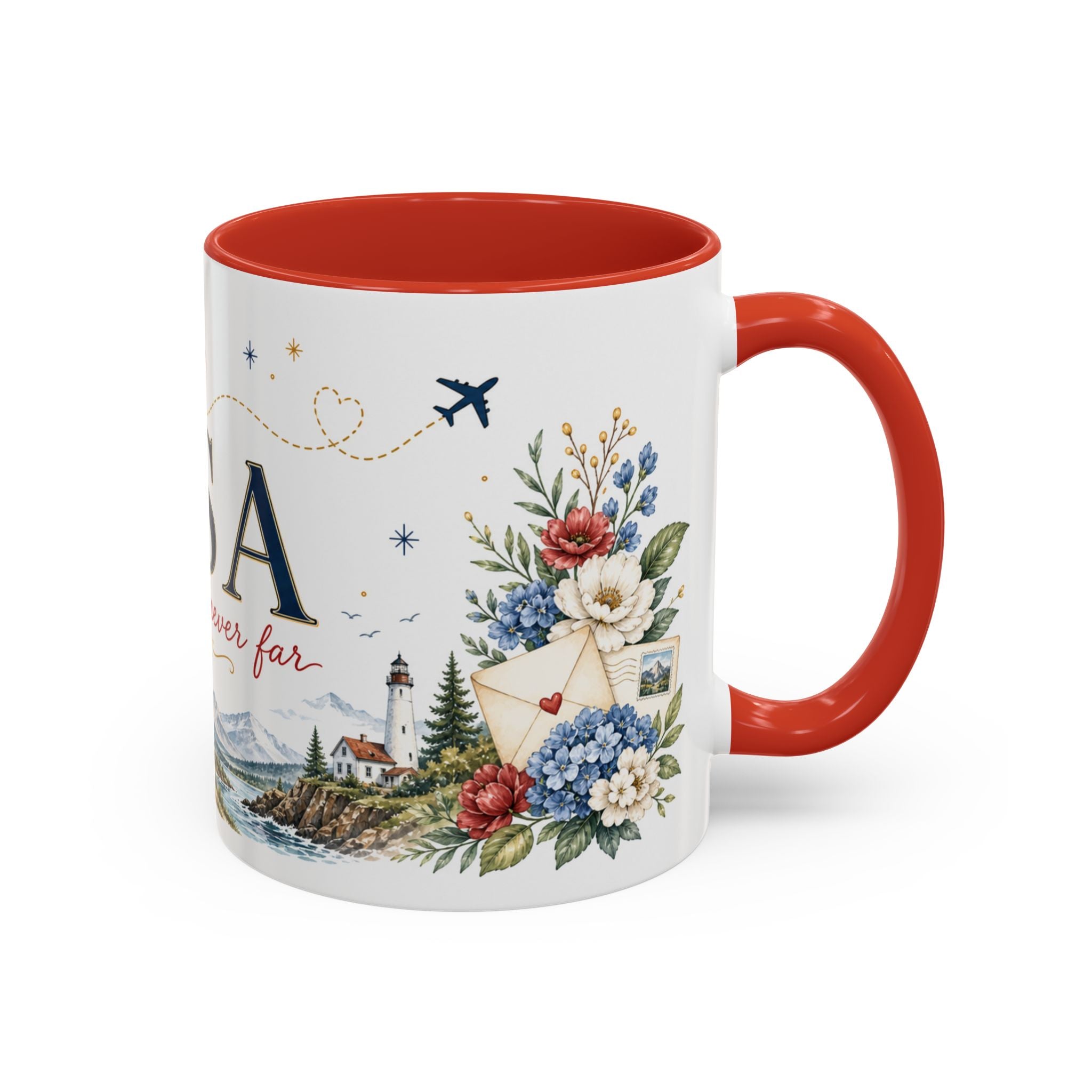 USA Home Country Mug | Moving Away Gift | Long Distance Friendship | 11 oz 15 oz Accent Mug