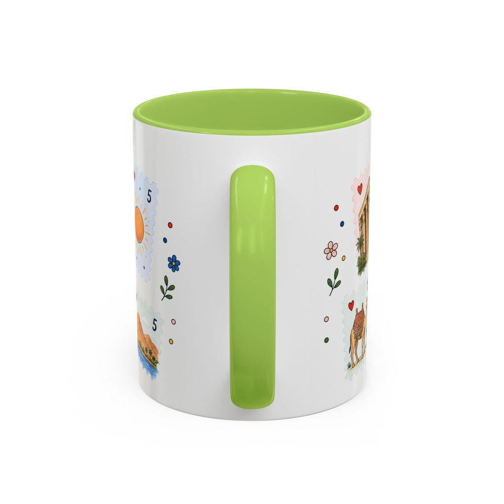 Luxor Coffee Mug | Postage Stamp Collage Mug | Travel Souvenir Accent Cup 11oz 15oz
