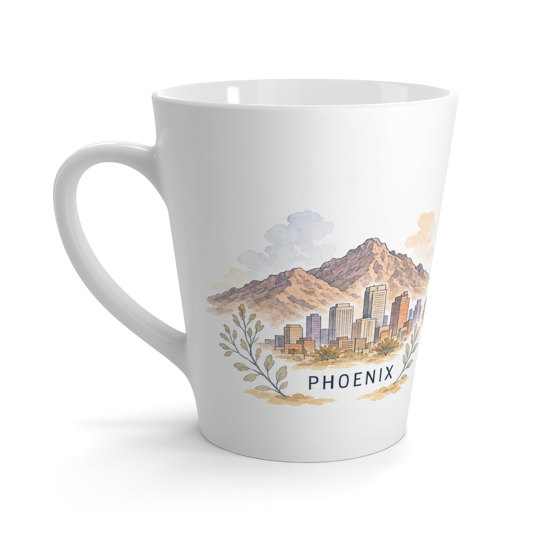 Phoenix Latte Mug | Watercolor City Travel Mug | 12 oz Ceramic Souvenir Gift