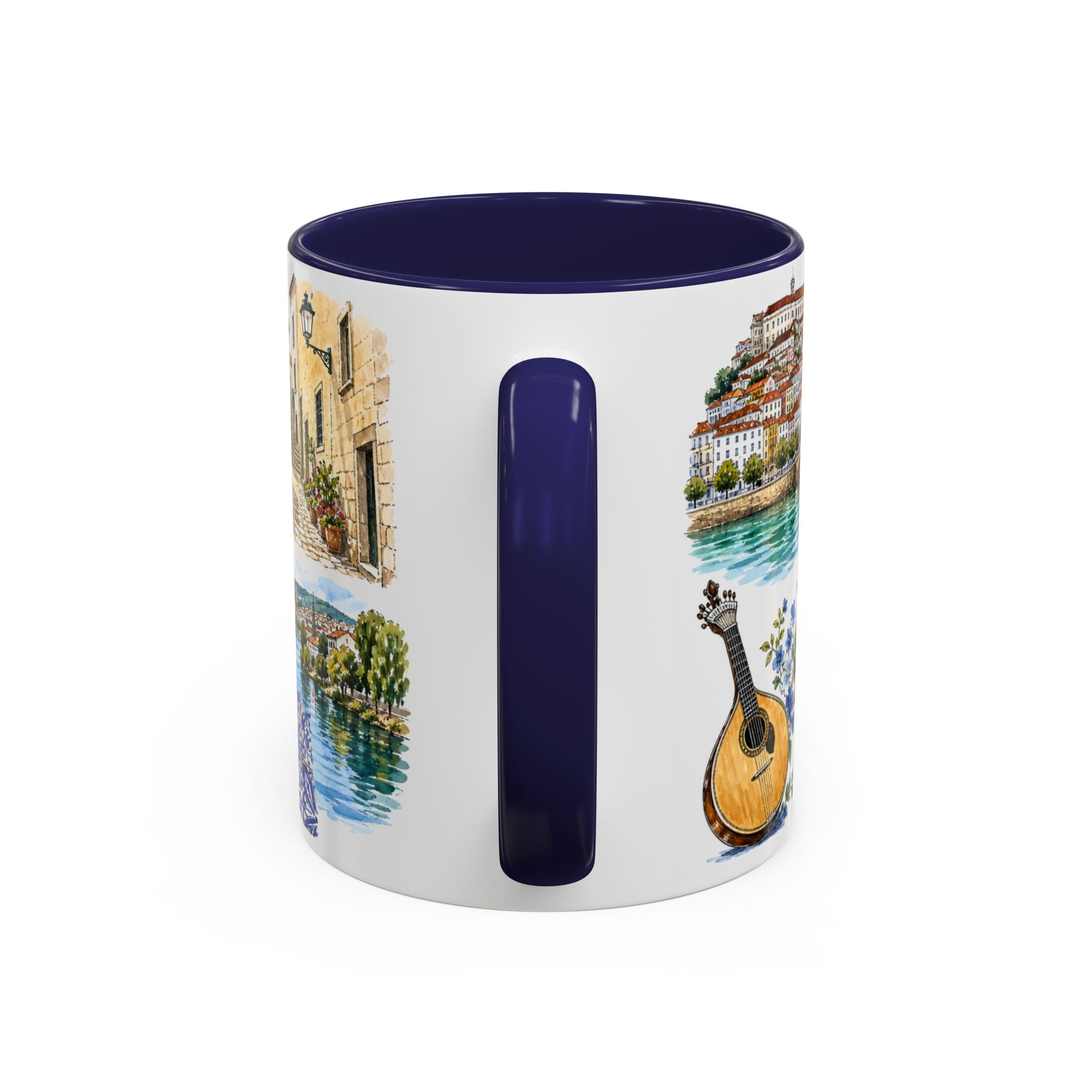 Coimbra Illustrated Travel Mug | City Souvenir Accent Coffee Mug | 11oz 15oz Ceramic Cup
