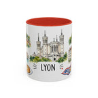Lyon Illustrated Travel Mug | City Souvenir Accent Coffee Mug | 11oz 15oz Ceramic Cup