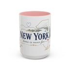 New York State Map Mug | Botanical Rose Accents, Long Distance Friendship Gift