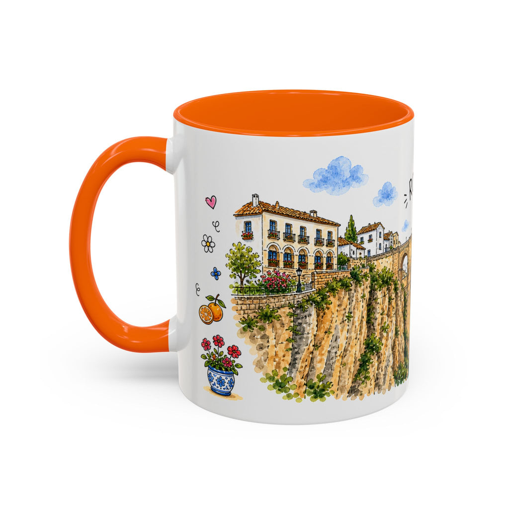 Ronda Illustrated Travel Mug | Spain Souvenir Accent Coffee Mug | 11oz 15oz Ceramic Cup