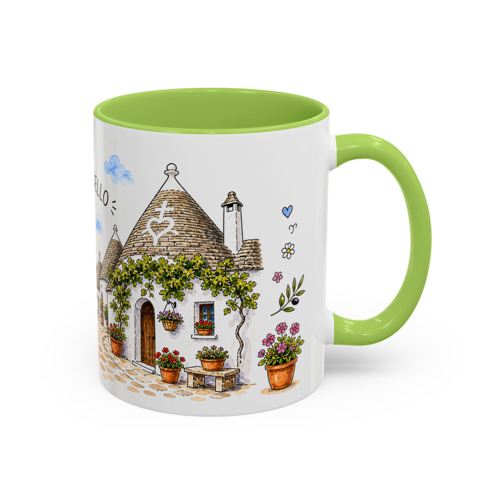 Alberobello Illustrated Travel Mug | Italy Souvenir Accent Coffee Mug | 11oz 15oz Ceramic Cup