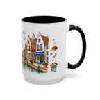 Bruges Illustrated Travel Mug | Belgium Souvenir Accent Coffee Mug | 11oz 15oz Ceramic Cup