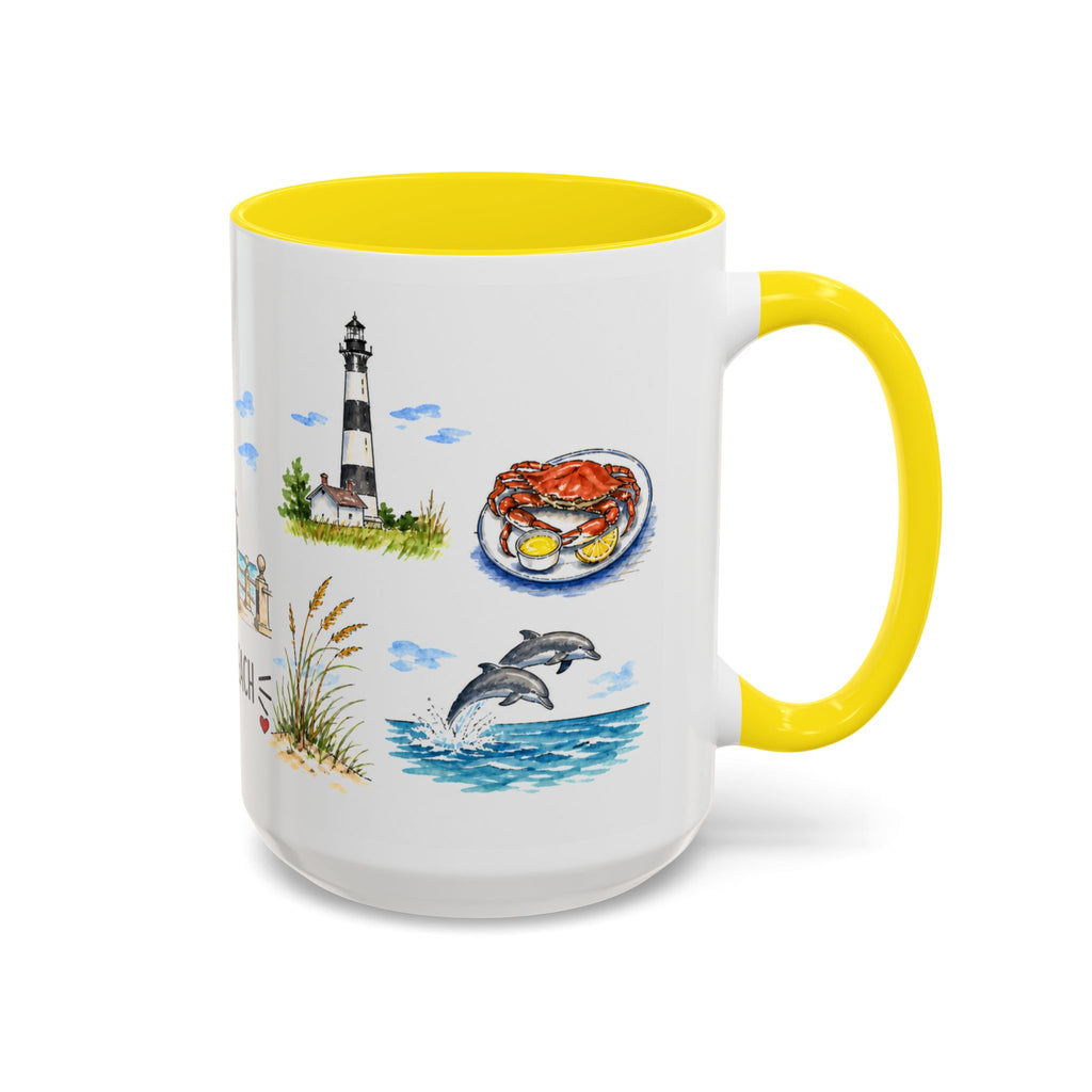 Virginia Beach Illustrated Travel Mug | City Souvenir Accent Coffee Mug | 11oz 15oz Ceramic Cup