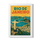 Rio de Janeiro Panorama Brazil Framed Poster | Vintage Travel Wall Art | Black Walnut White Frame | 16x24 20x30