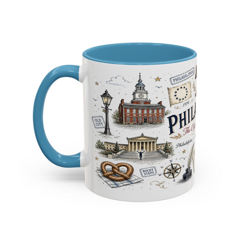 Philadelphia Coffee Mug | Pennsylvania Souvenir City Gift | Accent Color Ceramic 11oz 15oz