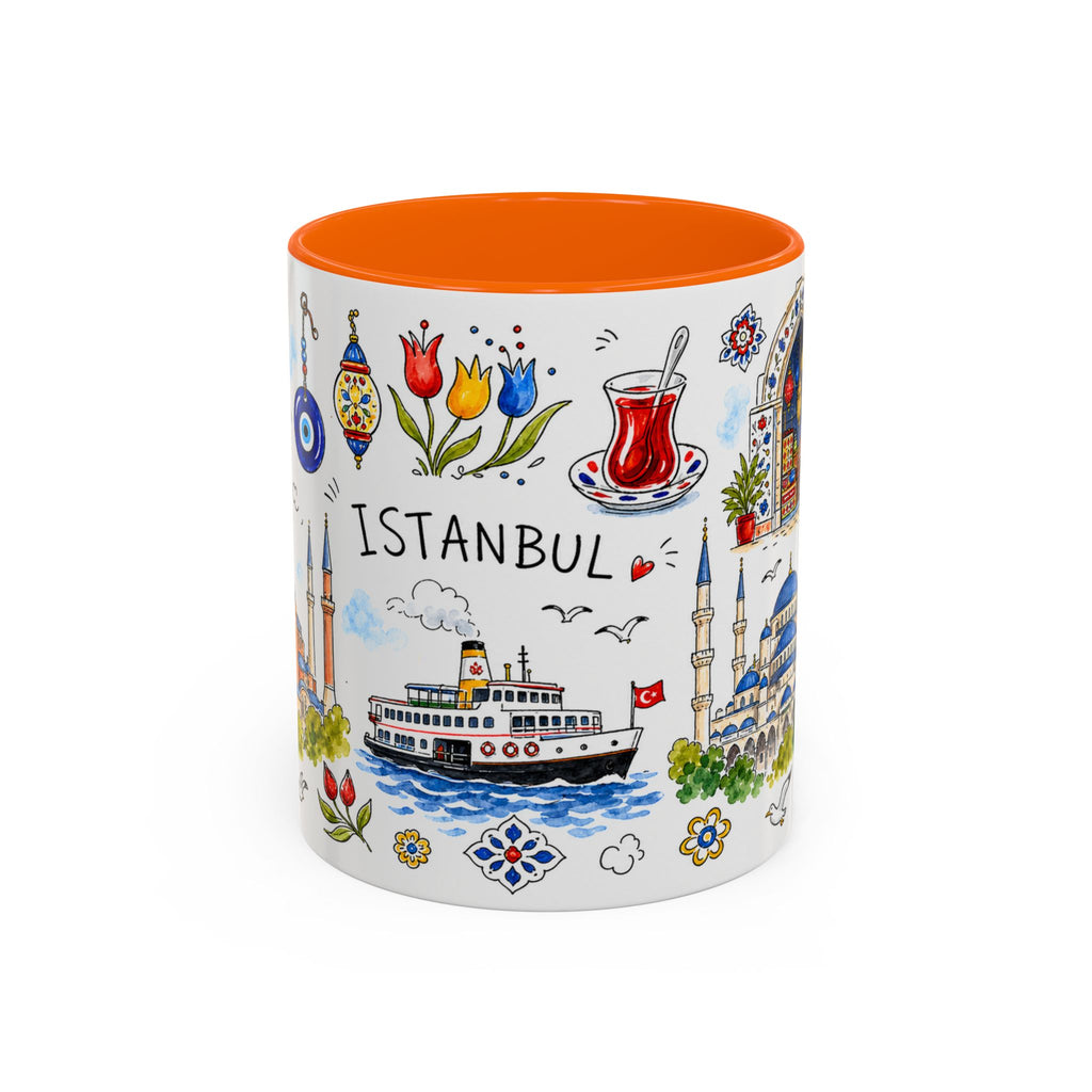Istanbul Travel Mug | European City Souvenir Accent Coffee Mug | 11oz 15oz Ceramic Cup