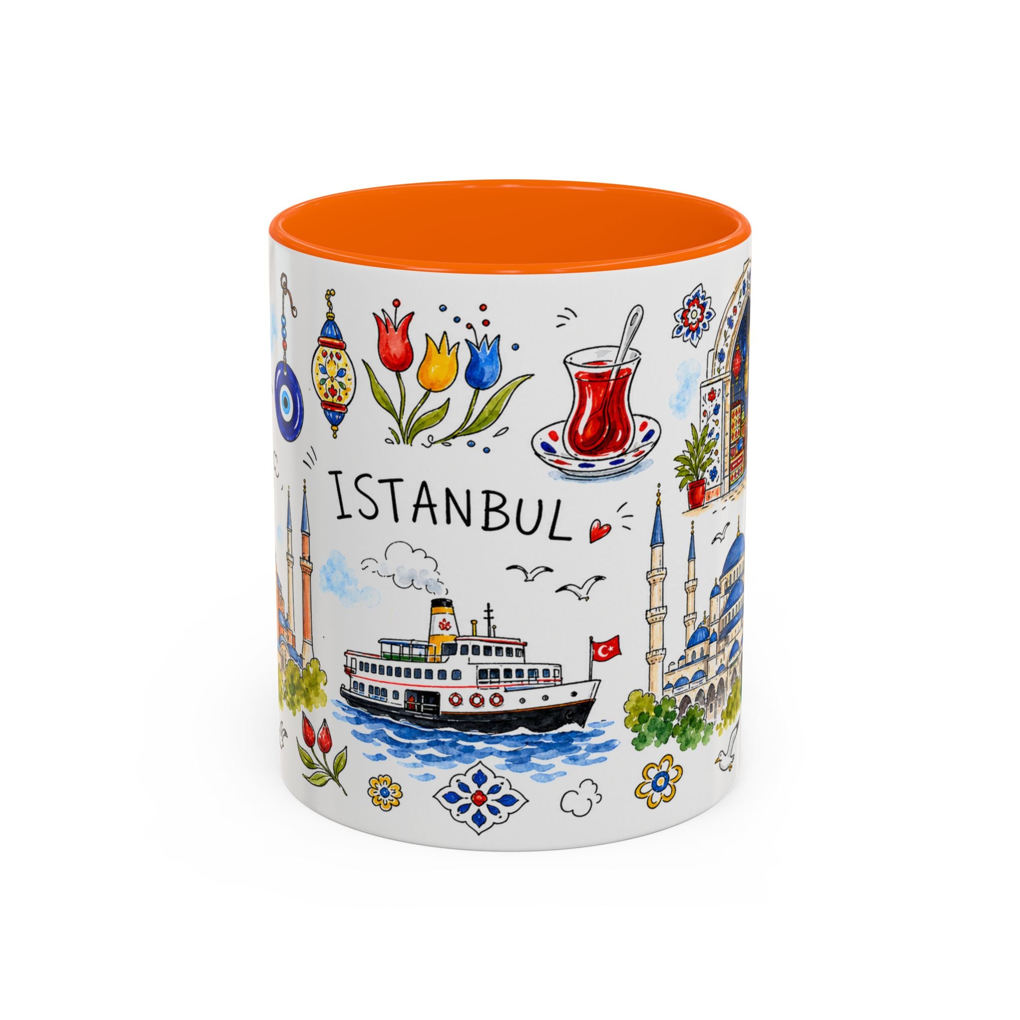 Istanbul Travel Mug | European City Souvenir Accent Coffee Mug | 11oz 15oz Ceramic Cup