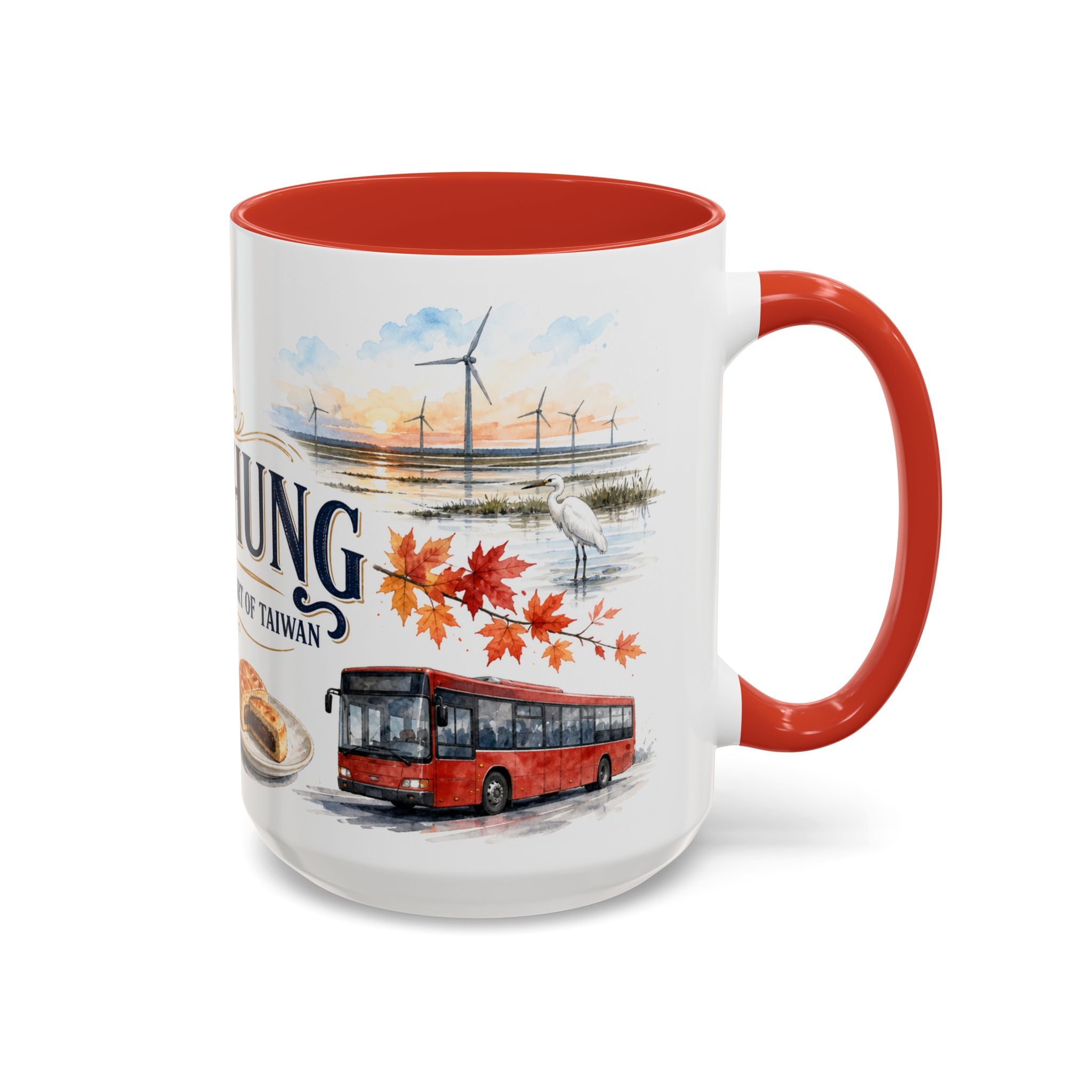 Taichung Coffee Mug | Taiwan Travel Souvenir | Vintage Illustrated City Gift | 11 oz 15 oz Accent Mug