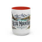 Altai Mountains Mug, Mongolia Travel Souvenir, Bucket List Gift, Accent Ceramic Coffee Mug 11oz 15oz