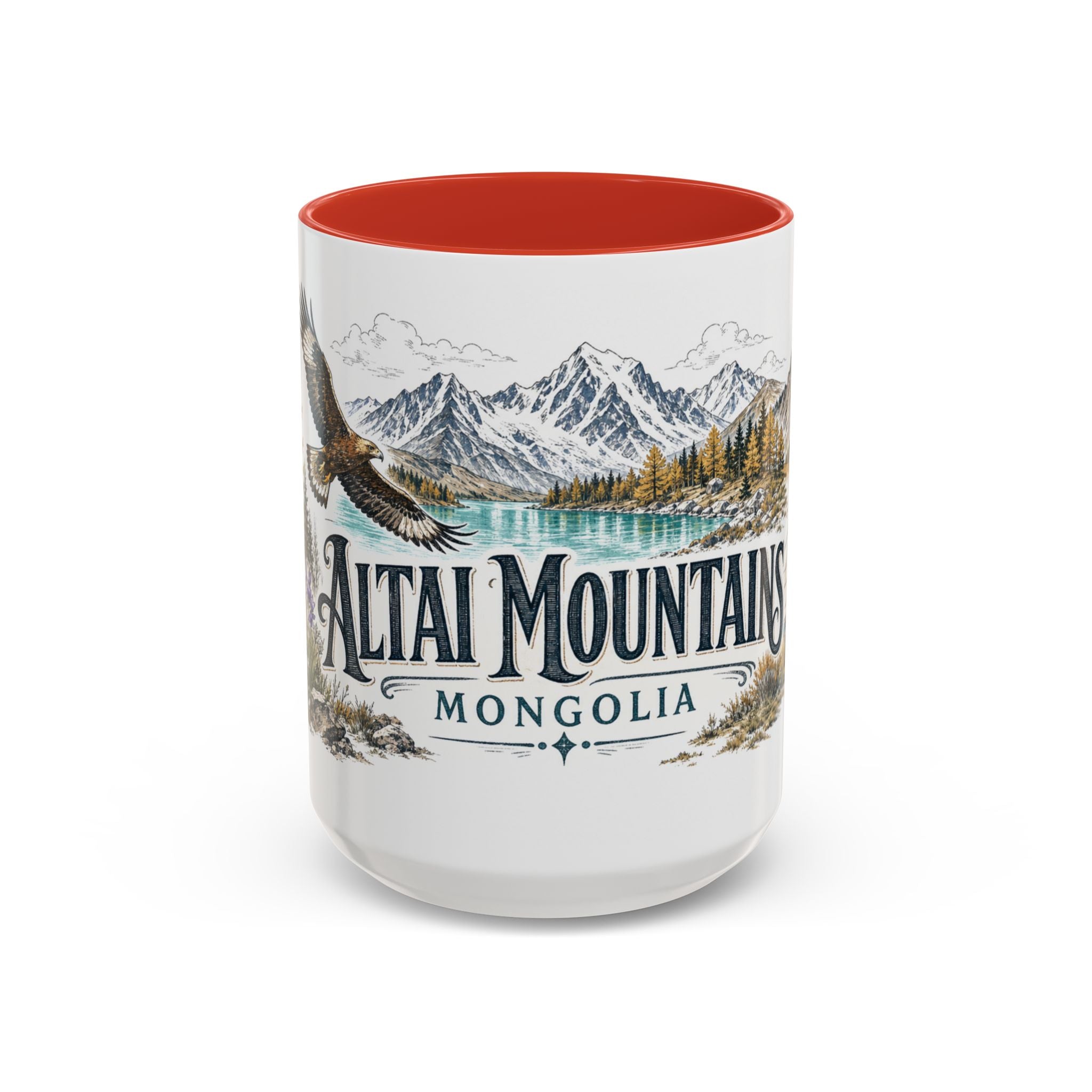 Altai Mountains Mug, Mongolia Travel Souvenir, Bucket List Gift, Accent Ceramic Coffee Mug 11oz 15oz