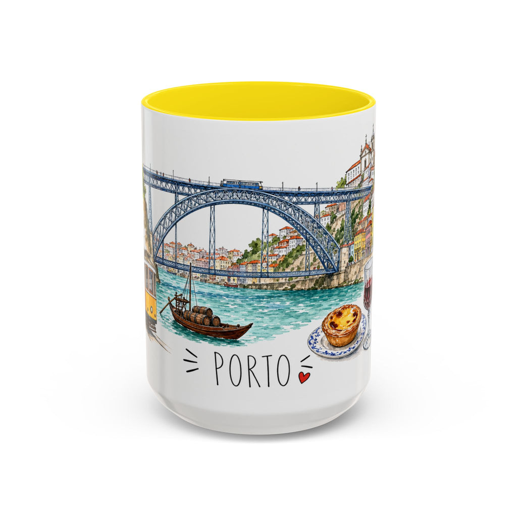 Porto Illustrated Travel Mug | City Souvenir Accent Coffee Mug | 11oz 15oz Ceramic Cup