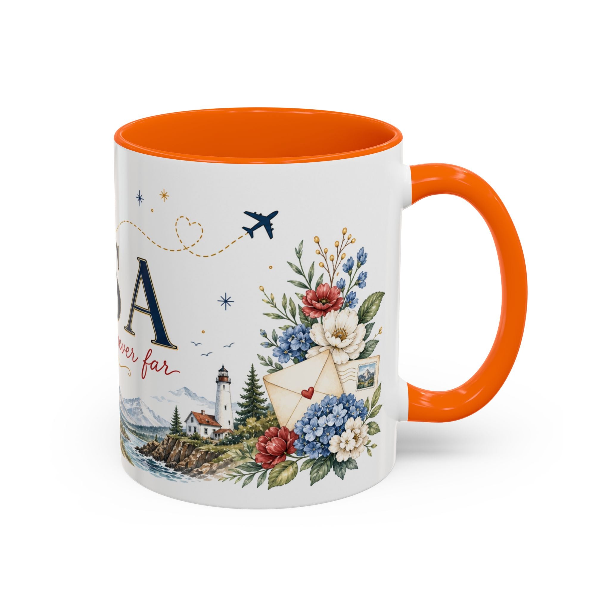 USA Home Country Mug | Moving Away Gift | Long Distance Friendship | 11 oz 15 oz Accent Mug