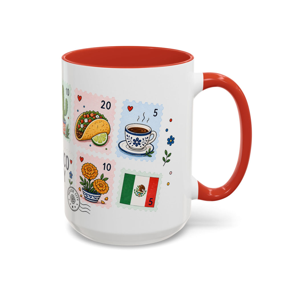 Mexico City Coffee Mug | Postage Stamp Collage Mug | Travel Souvenir Accent Cup 11oz 15oz
