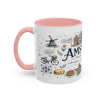 Amsterdam Coffee Mug | Netherlands Souvenir Travel Gift | Accent Color Ceramic 11oz 15oz