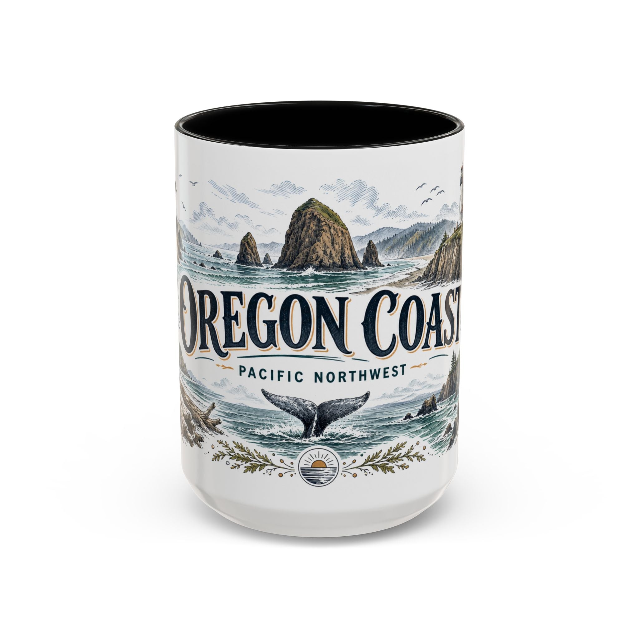 Oregon Coast Mug, Pacific Northwest Travel Souvenir, Bucket List Gift, Accent Ceramic Coffee Mug 11oz 15oz