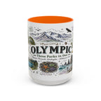 Olympic Coffee Mug | National Park Hiking Rainforest Gift | Accent Color Ceramic 11oz 15oz