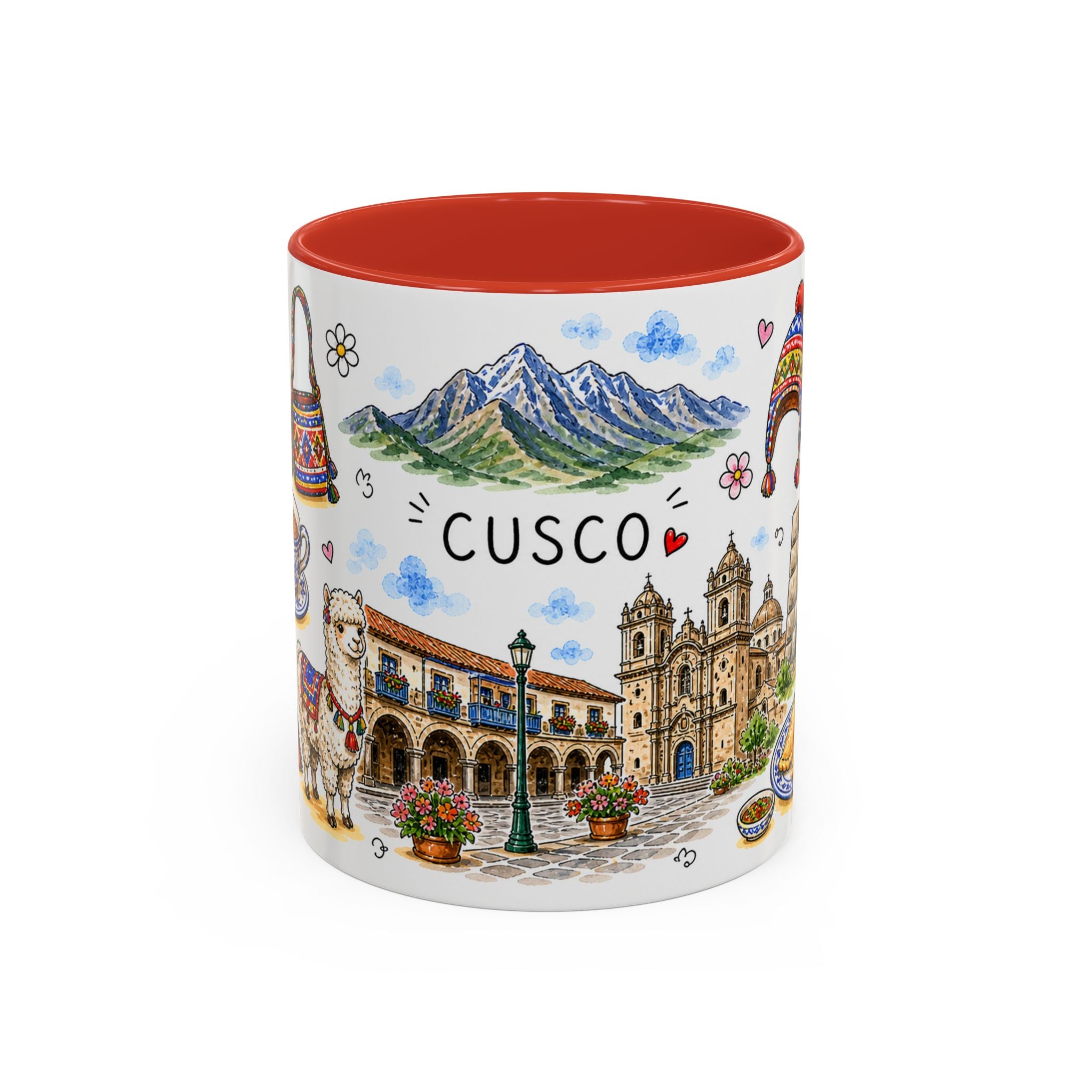 Cusco Illustrated Travel Mug | City Souvenir Accent Coffee Mug | 11oz 15oz Ceramic Cup