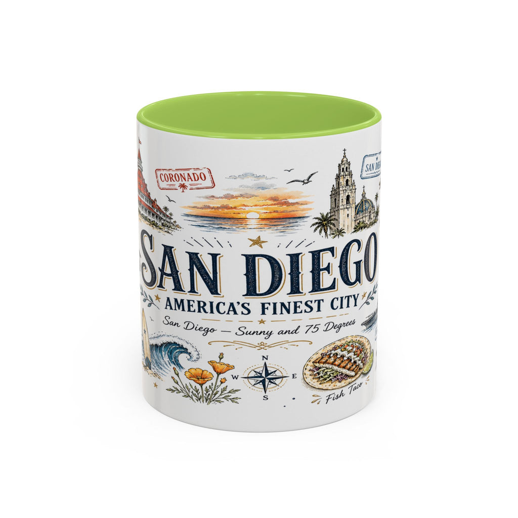 San Diego Coffee Mug | California Souvenir City Gift | Accent Color Ceramic 11oz 15oz
