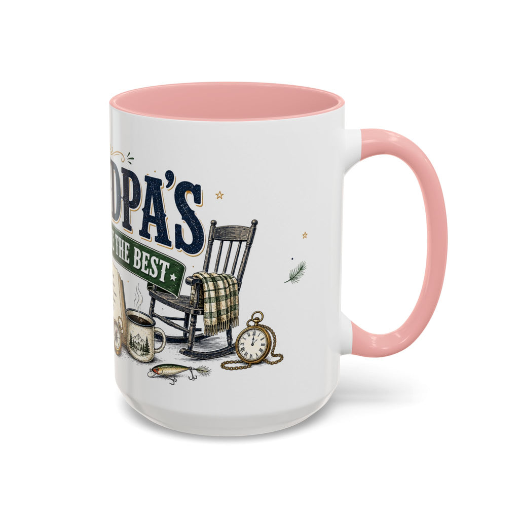 Grandpa's Stories Are The Best Coffee Mug | Gift From Grandkids | Accent Color Ceramic 11oz 15oz