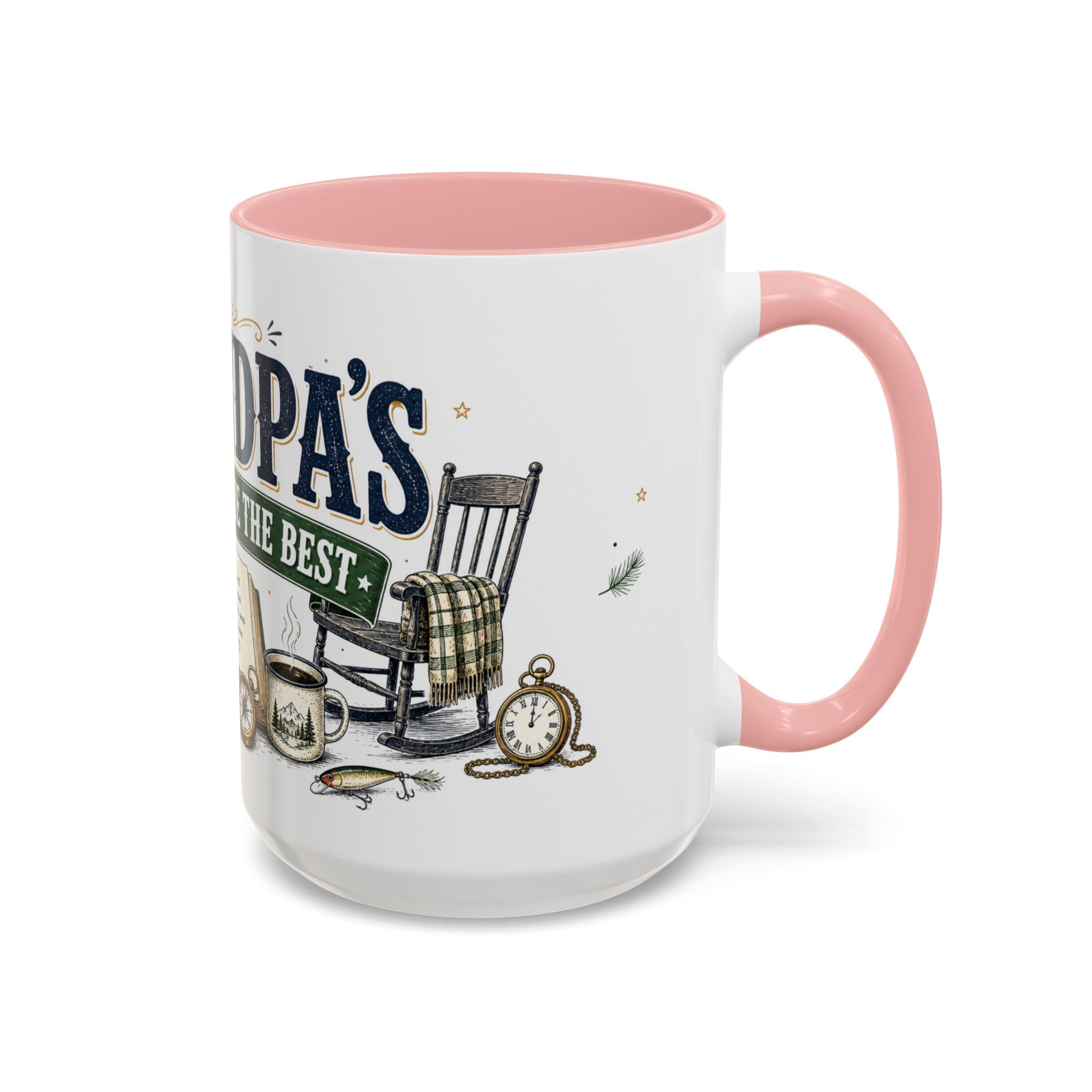 Grandpa's Stories Are The Best Coffee Mug | Gift From Grandkids | Accent Color Ceramic 11oz 15oz