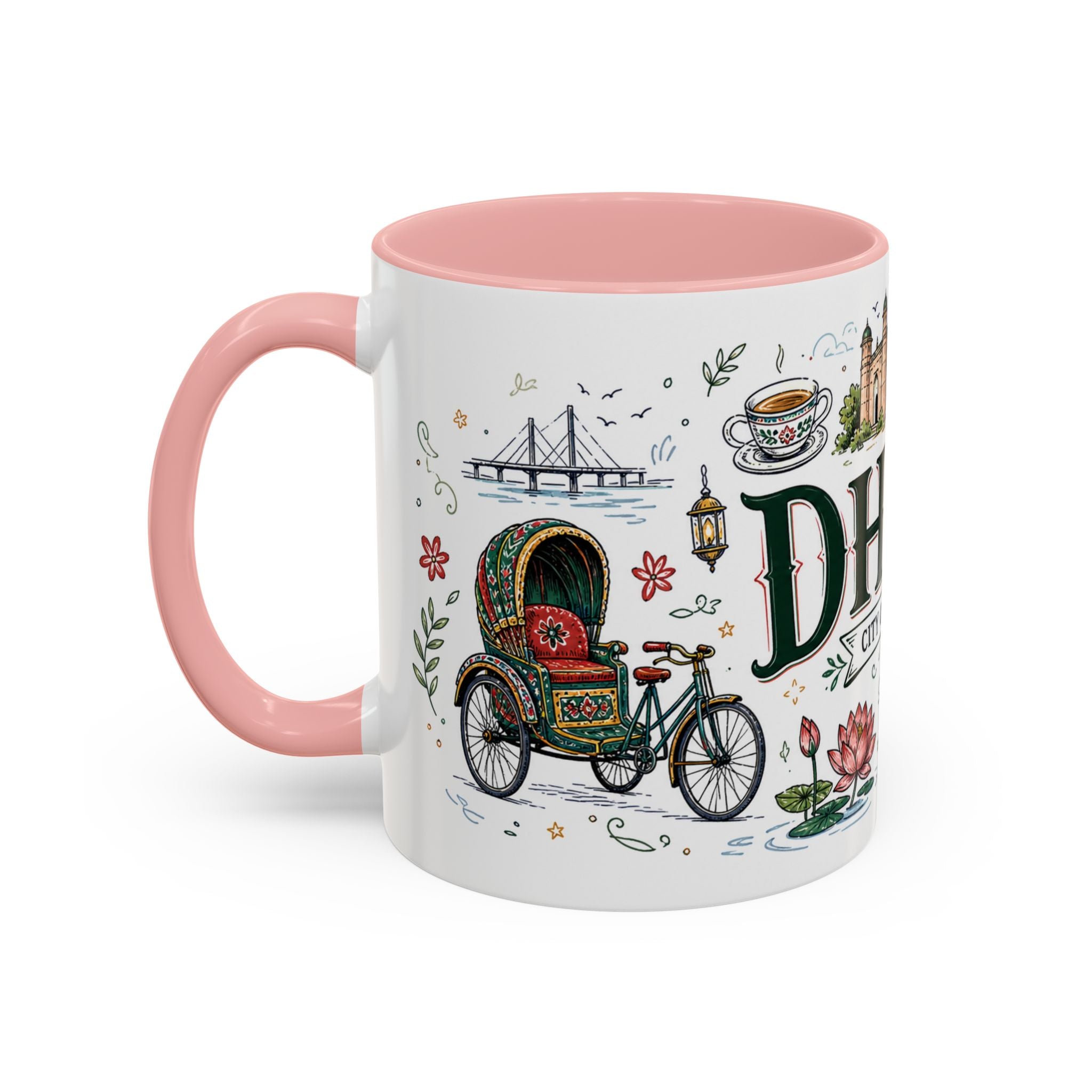 Dhaka Coffee Mug | Bangladesh Souvenir Travel Gift | Accent Color Ceramic 11oz 15oz