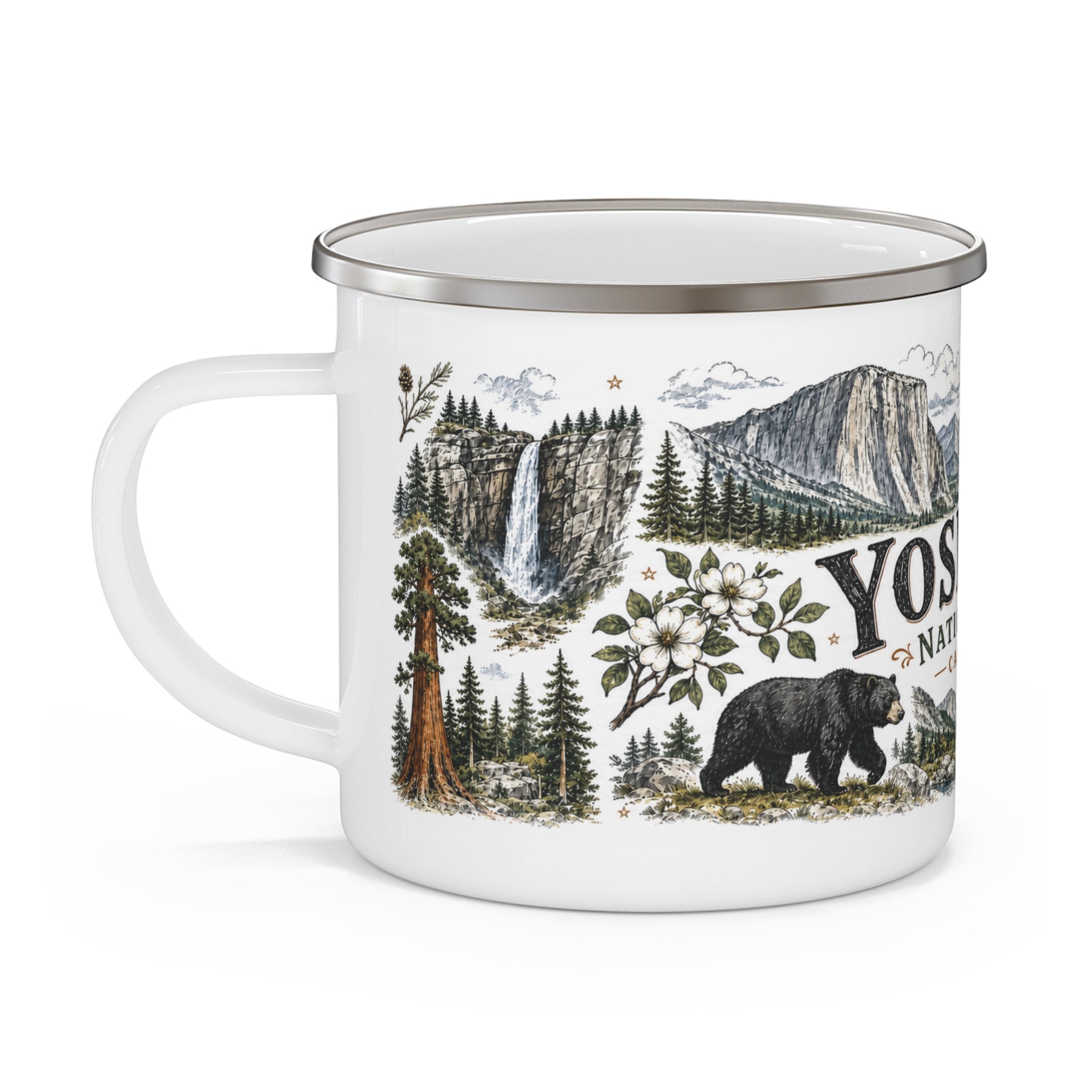 Yosemite National Park Vintage Enamel Camping Mug | 12oz National Park Hiking Gift