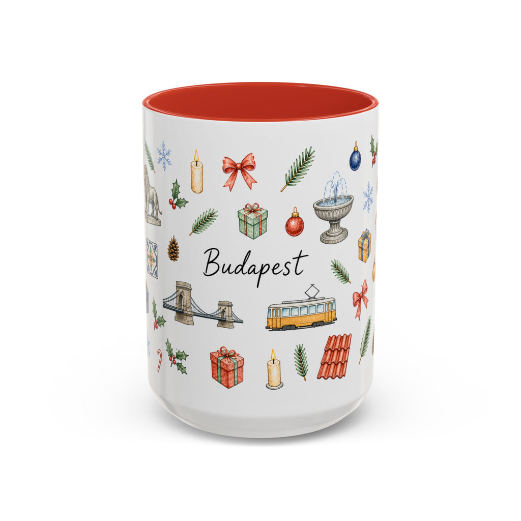 Budapest Christmas Mug | Watercolor City Souvenir | Ceramic Coffee Cup (11oz 15oz)