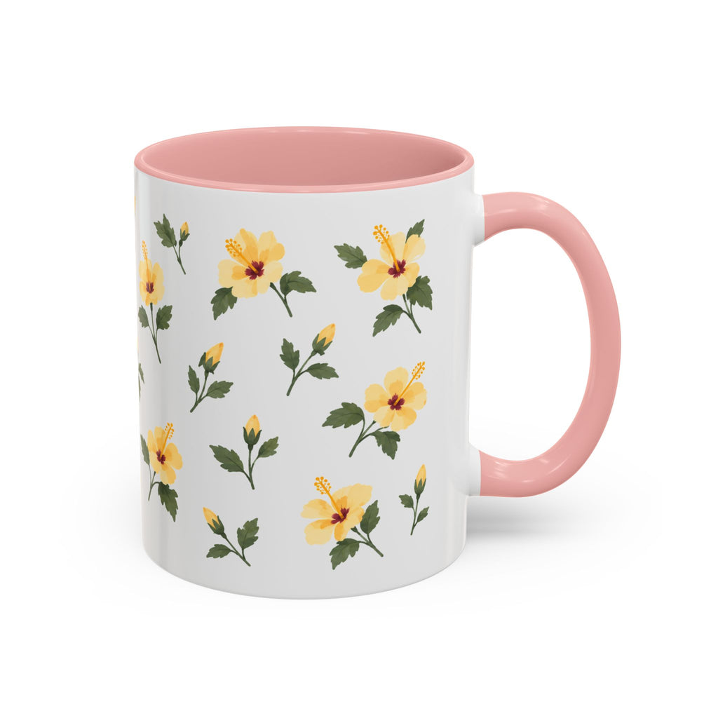 Hawaii Yellow hibiscus Mug, State Flower Floral Coffee Cup, 11oz Botanical Gift
