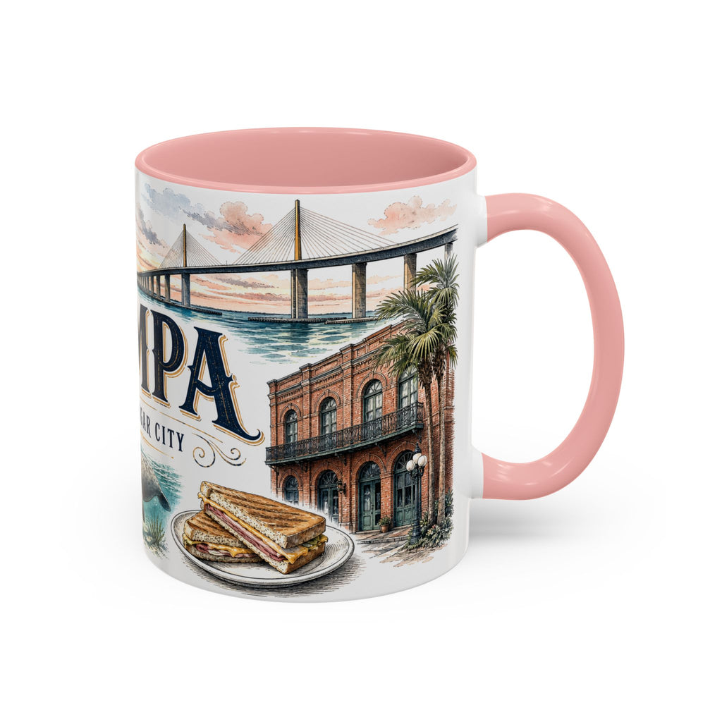 Tampa Coffee Mug | United States Travel Souvenir | Vintage Illustrated City Gift | 11 oz 15 oz Accent Mug