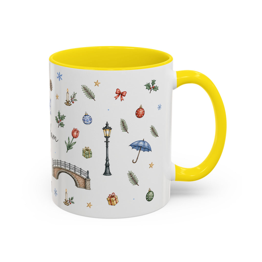 Amsterdam Christmas Watercolor Mug | Festive City Souvenir Coffee Cup