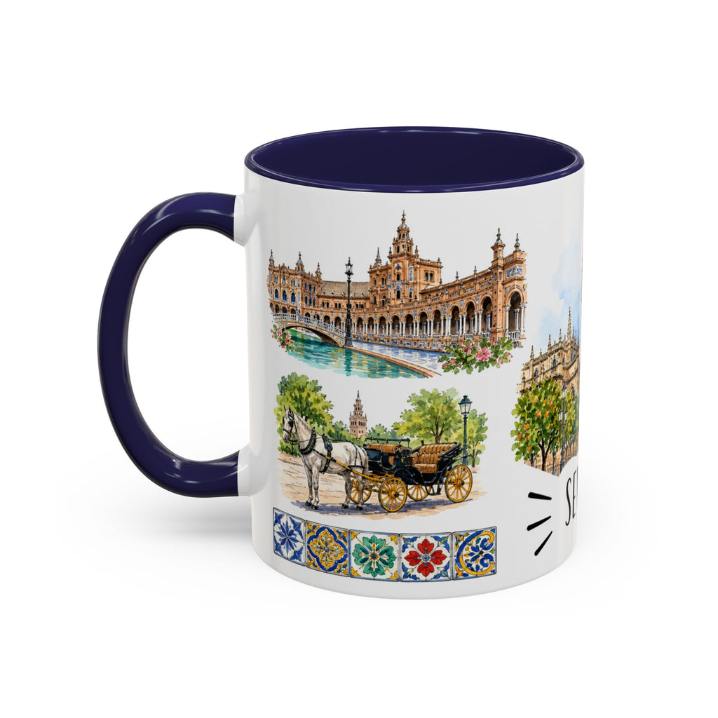 Seville Illustrated Travel Mug | City Souvenir Accent Coffee Mug | 11oz 15oz Ceramic Cup