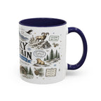 Rocky Mountain Coffee Mug | National Park Hiking Camping Gift | Accent Color Ceramic 11oz 15oz