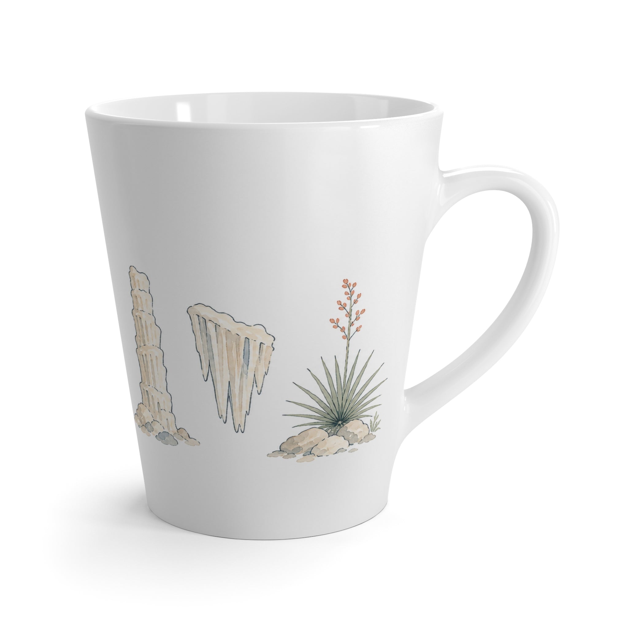 Carlsbad Caverns National Park Latte Mug | Pastel Watercolor Nature Coffee Cup | 12 oz Travel Souvenir Gift