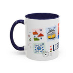 Lisbon Coffee Mug | Postage Stamp Collage Mug | Travel Souvenir Accent Cup 11oz 15oz