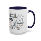 London Coffee Mug | England Souvenir Travel Gift | Accent Color Ceramic 11oz 15oz