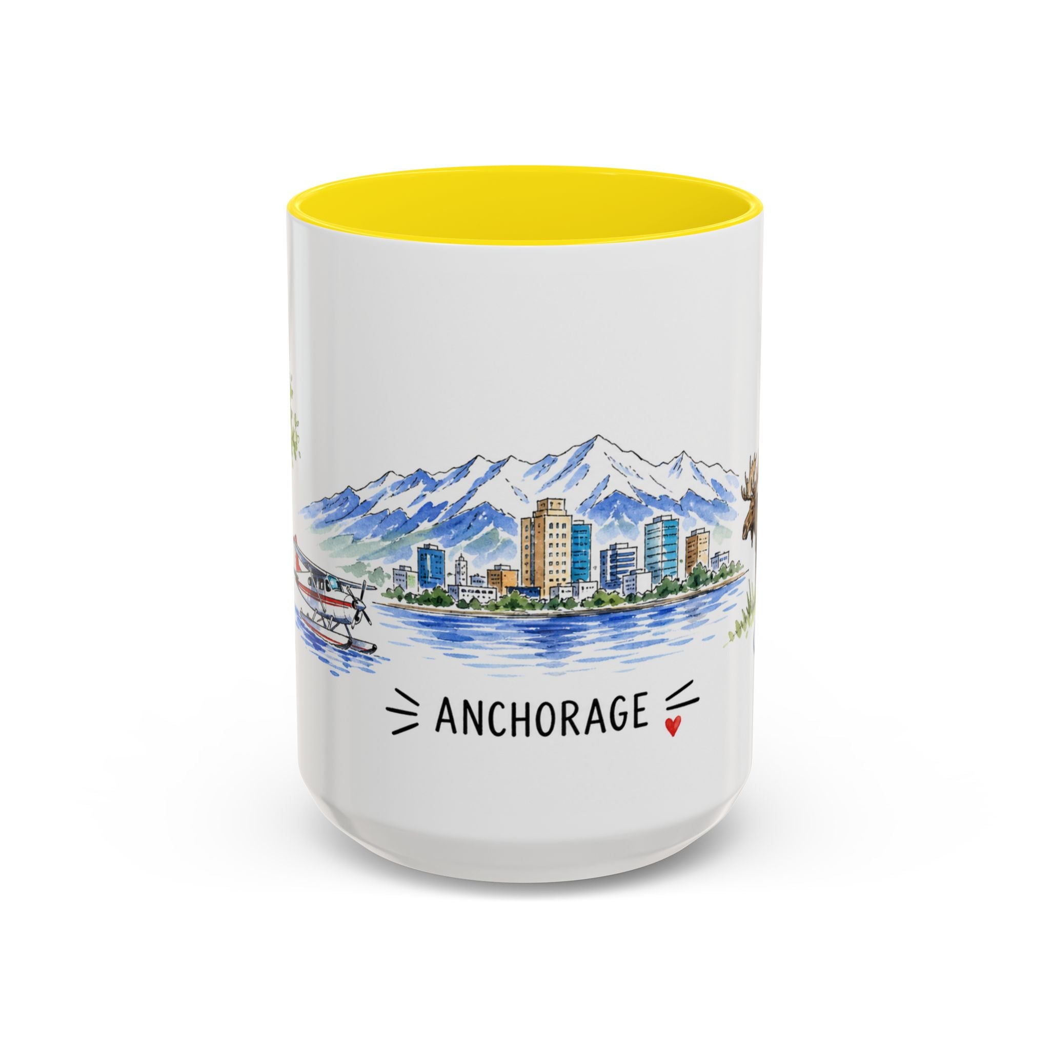 Anchorage Illustrated Travel Mug | City Souvenir Accent Coffee Mug | 11oz 15oz Ceramic Cup