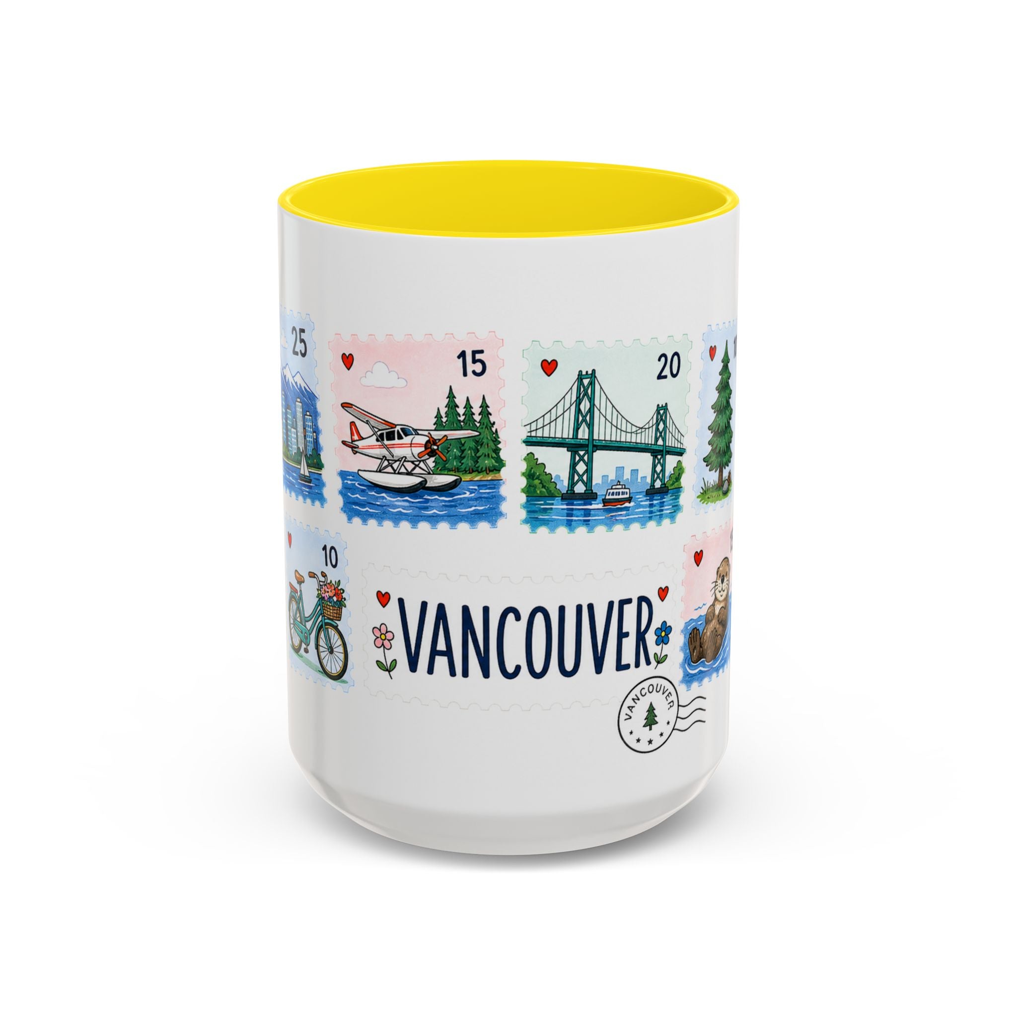 Vancouver Coffee Mug | Postage Stamp Collage Mug | Travel Souvenir Accent Cup 11oz 15oz