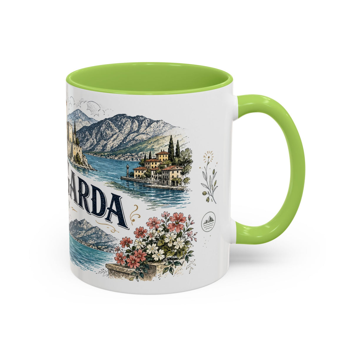 Lake Garda Mug, Italy Travel Souvenir, Bucket List Gift, Accent Ceramic Coffee Mug 11oz 15oz