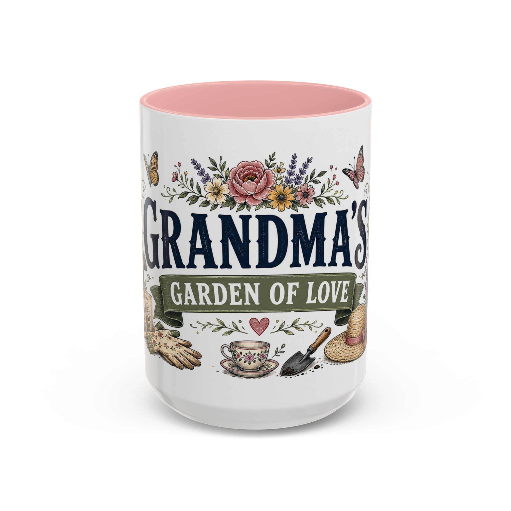 Grandma's Garden Of Love Coffee Mug | Gift From Grandkids | Accent Color Ceramic 11oz 15oz