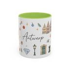 Antwerp Christmas Mug | Watercolor Travel Souvenir | Holiday Gift | Accent Ceramic Coffee Cup 11oz 15oz