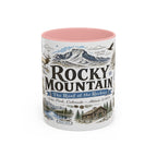 Rocky Mountain Coffee Mug | National Park Hiking Camping Gift | Accent Color Ceramic 11oz 15oz