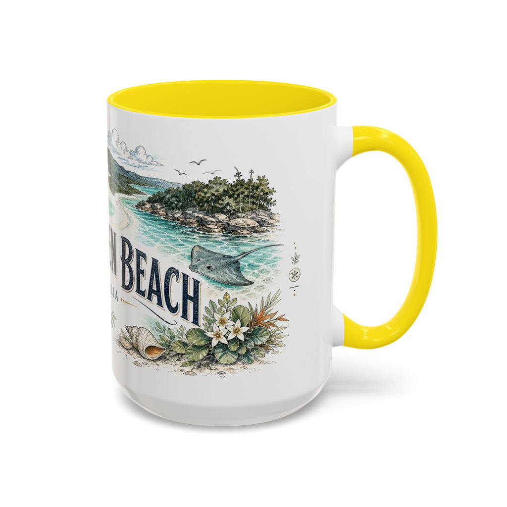 Whitehaven Beach Mug, Australia Travel Souvenir, Bucket List Gift, Accent Ceramic Coffee Mug 11oz 15oz