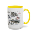 Paris Coffee Mug | France Souvenir Travel Gift | Accent Color Ceramic 11oz 15oz