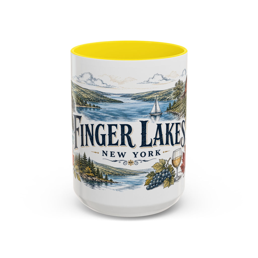 Finger Lakes Mug, New York Travel Souvenir, Bucket List Gift, Accent Ceramic Coffee Mug 11oz 15oz