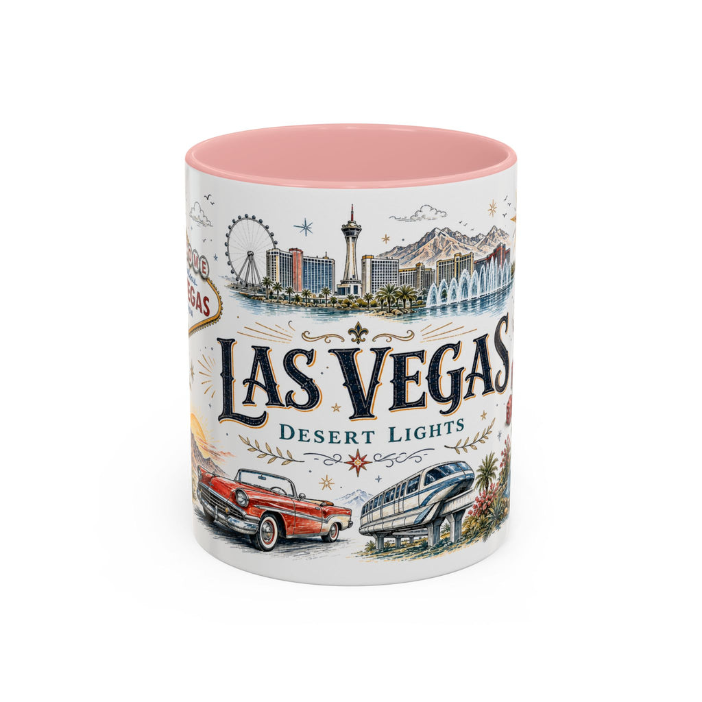 Las Vegas Coffee Mug | United States Travel Souvenir | Vintage Illustrated City Gift | 11 oz 15 oz Accent Mug