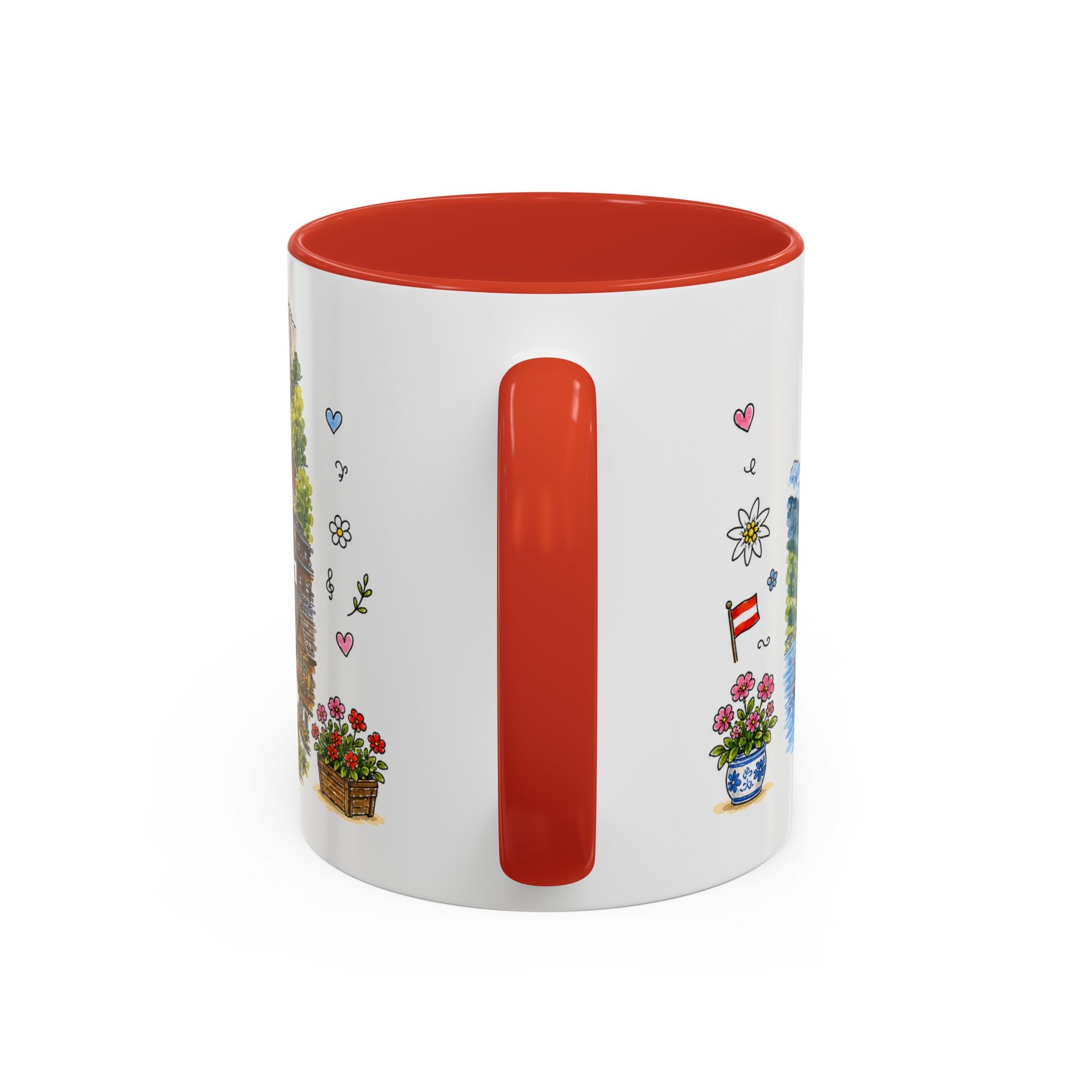 Hallstatt Illustrated Travel Mug | Austria Souvenir Accent Coffee Mug | 11oz 15oz Ceramic Cup