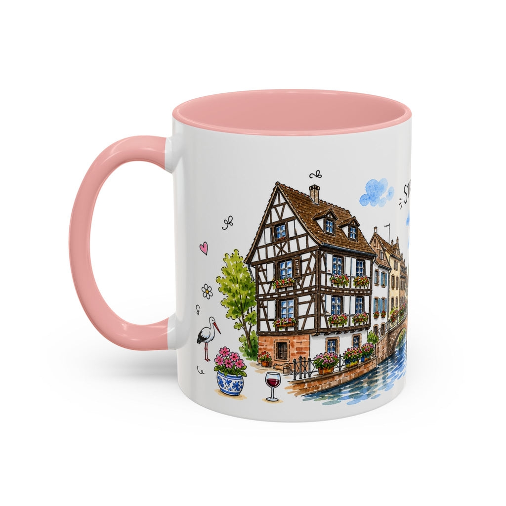 Strasbourg Illustrated Travel Mug | France Souvenir Accent Coffee Mug | 11oz 15oz Ceramic Cup